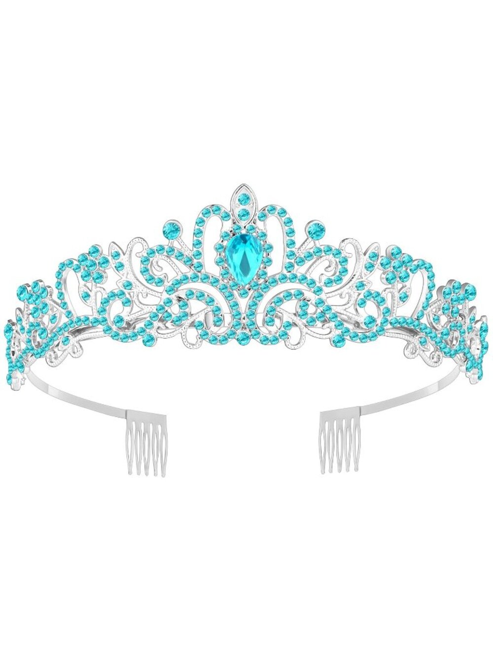 A#-Blue Queen Tiara Crown For Women Bridal Prom Birthday Party Headpiece